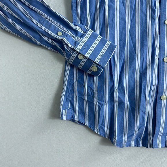 Abercrombie & Fitch Muscle Fit Button Down Long Sleeve Shirt Mens S Blue Striped - Picture 3 of 10